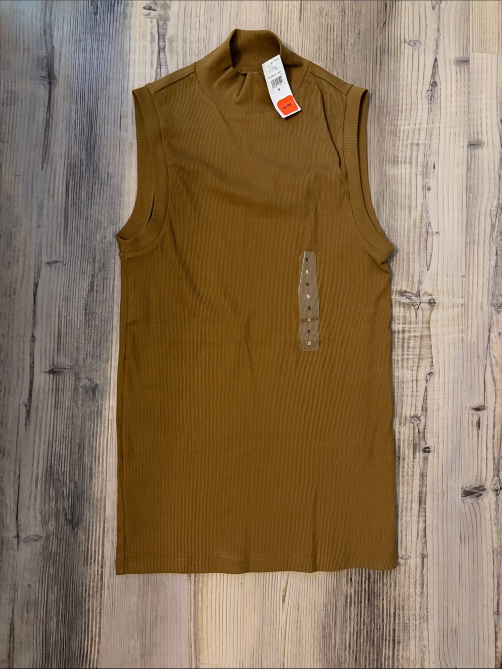 GAP Sleeveless Mock Neck Top in Mustard Brown